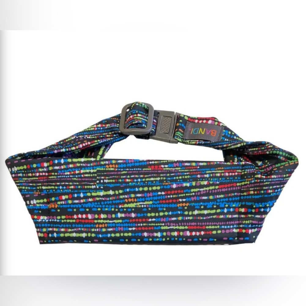 NWT BANDI Black Multi-Color Stretch Pocketed Travel Belt - Picture 10 of 10